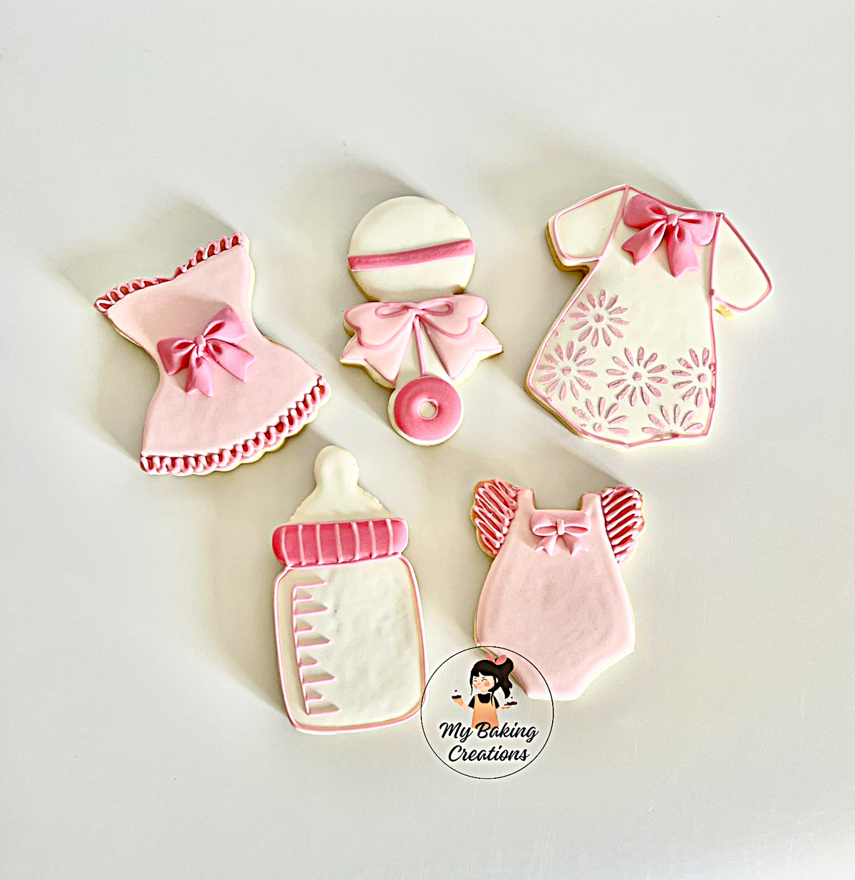 Pink baby shower cookies